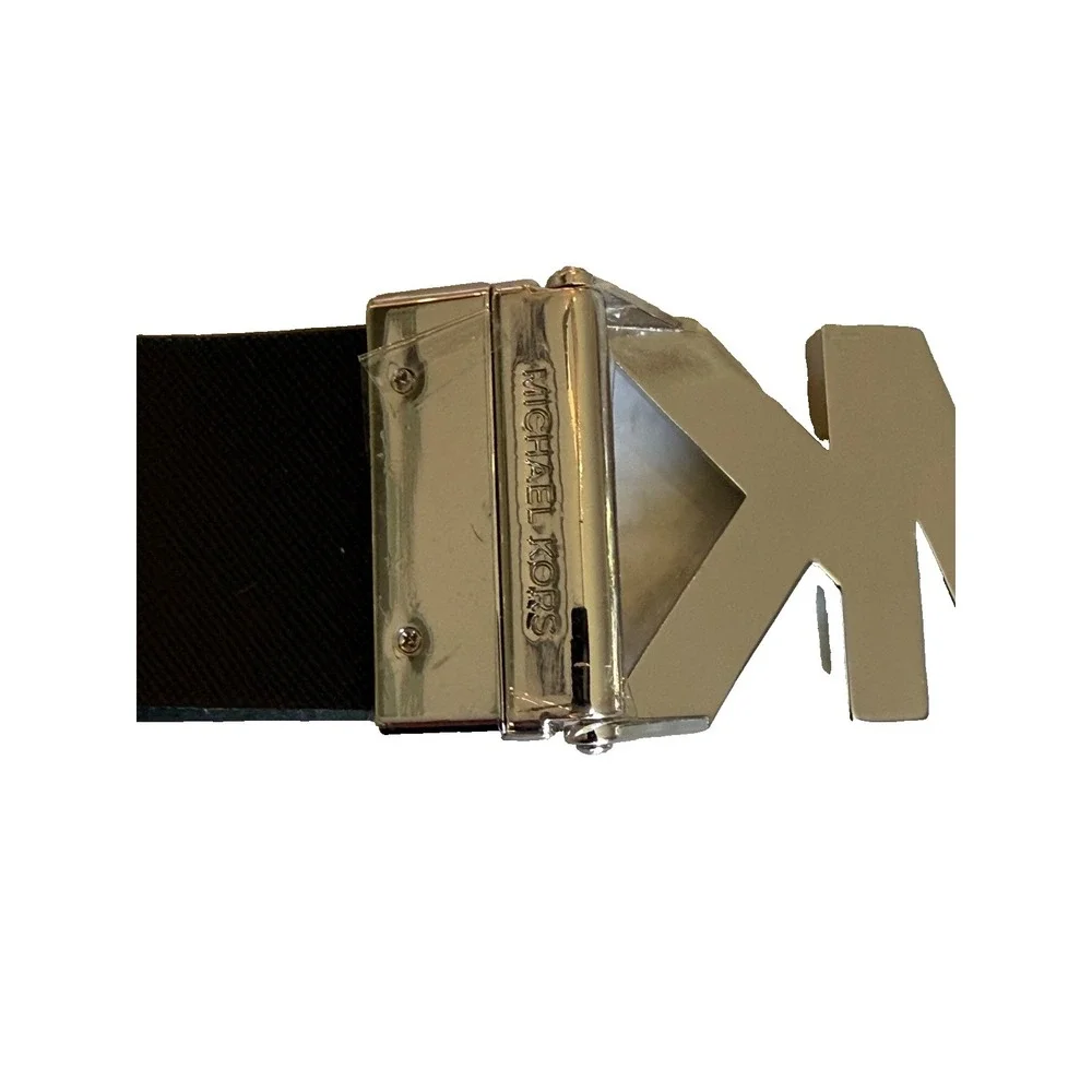 Michael Kors Women's Reversible Logo Belt; Black; Silver Logo Buckle; Size Small